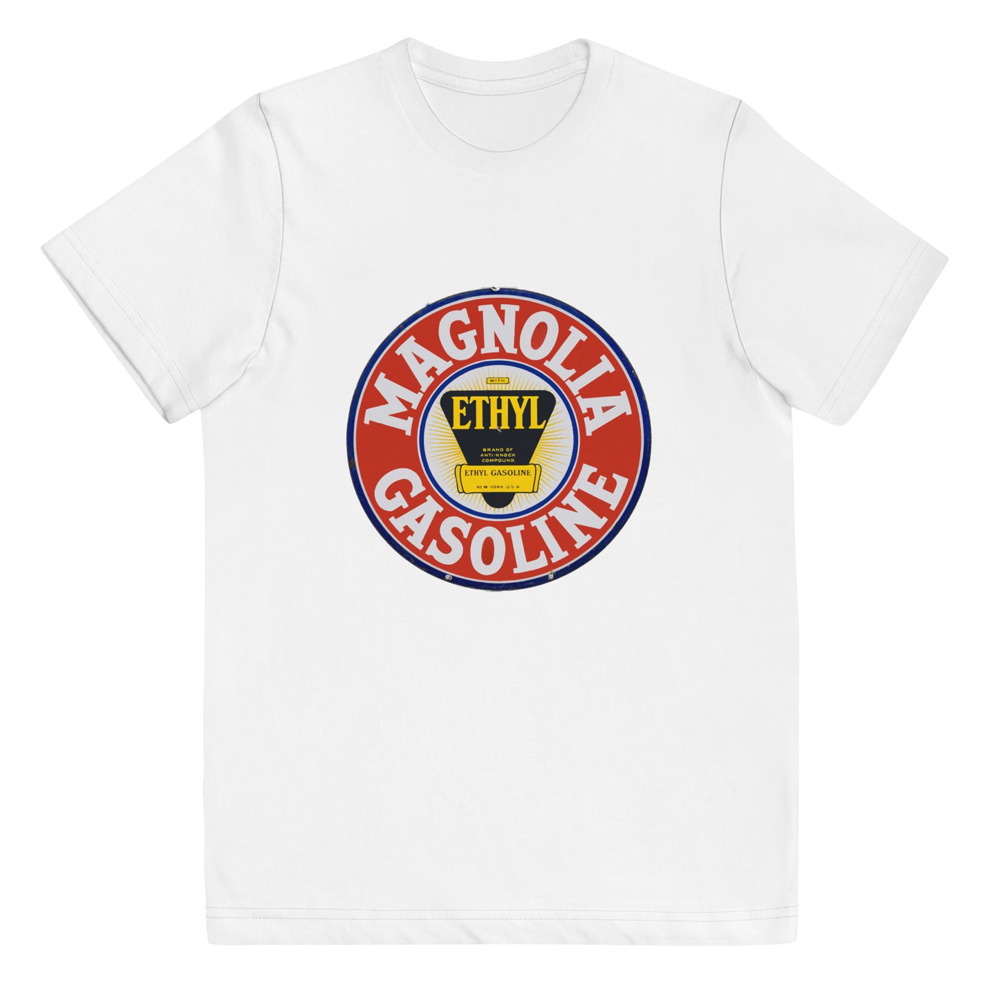 Retro Tin Gas Sign Magnolia Youth jersey t-shirt