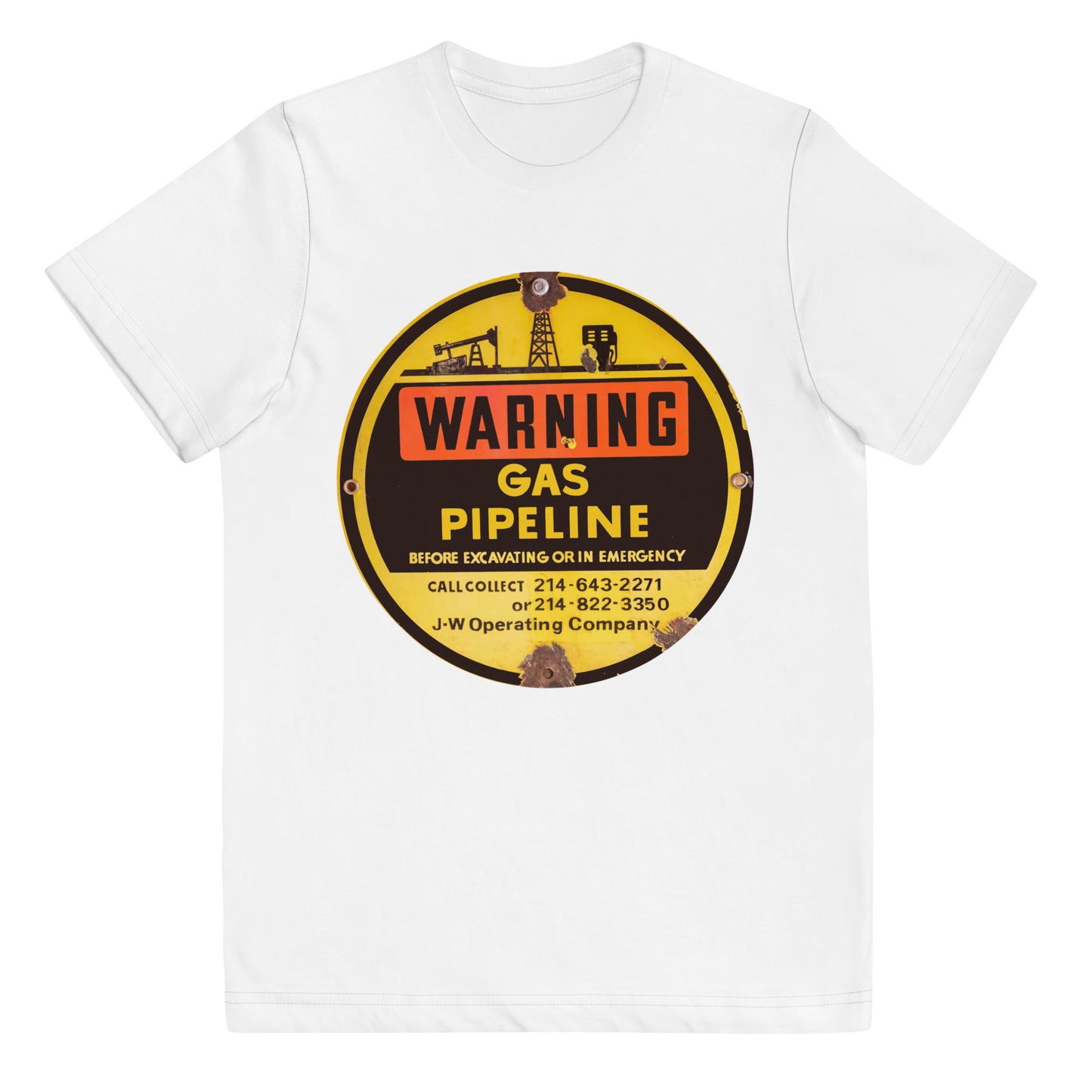 Retro Gas Warning Sign Tin Youth jersey t-shirt