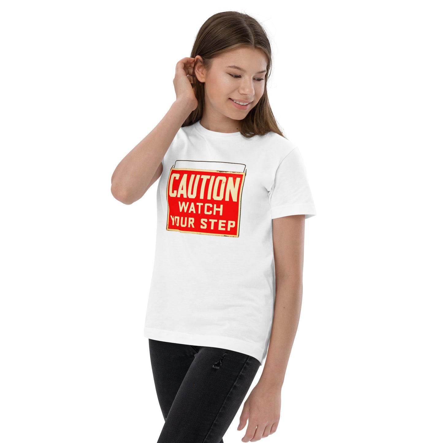 Vintage Wire Hung Caution Sign Youth jersey t-shirt