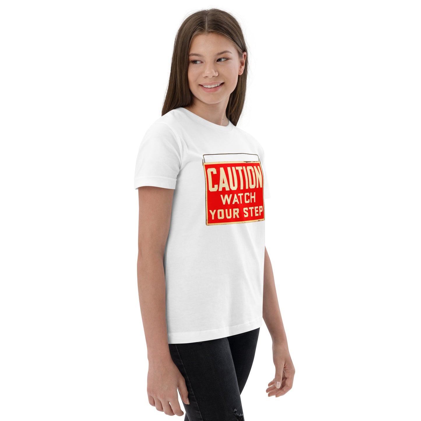 Vintage Wire Hung Caution Sign Youth jersey t-shirt